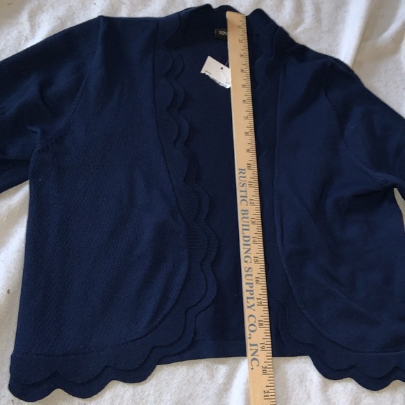 Nina Leonard sweater navy blue double scallop trim size large new with tags - Picture 6 of 8